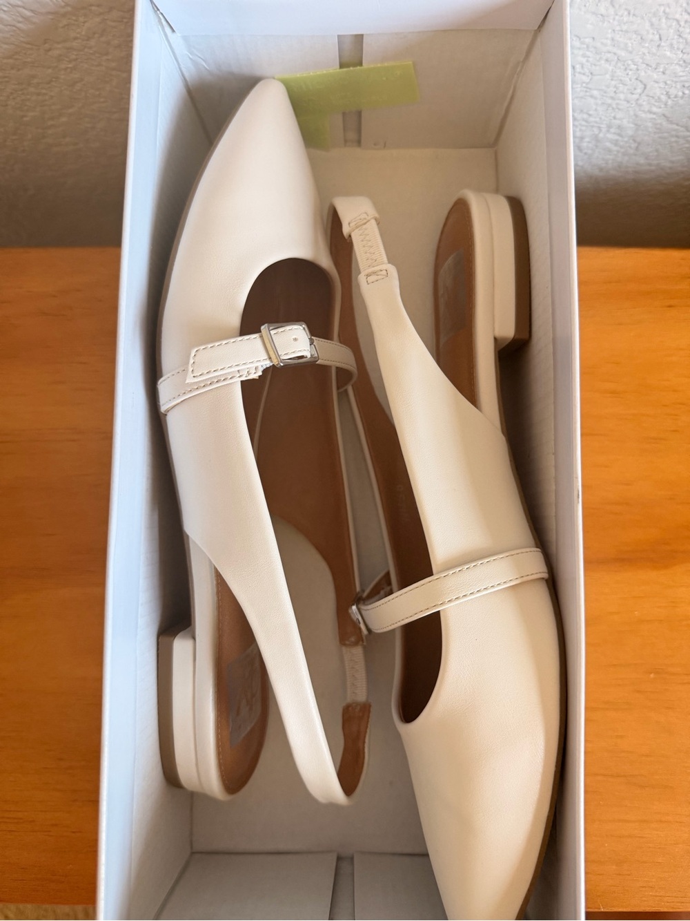 Dolce Vita Cream Pointed Slingback Flats with Buckle Strap - Picture 6 of 9